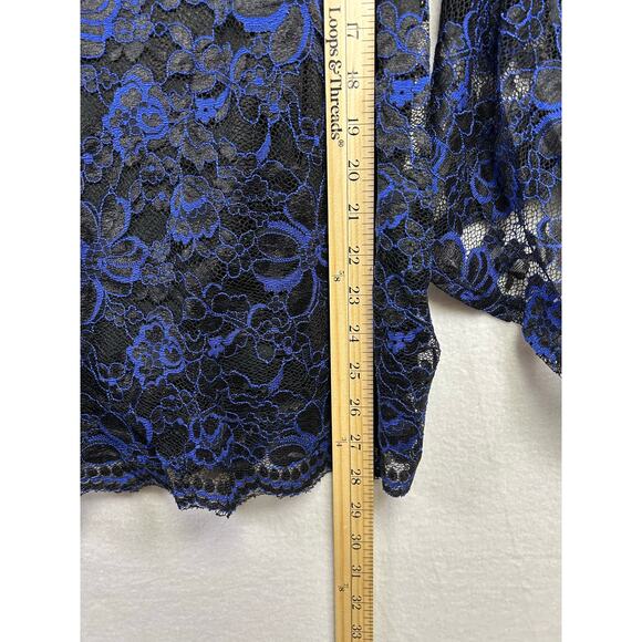 Women’s Relativity Blue Lace Bell Sleeve Top Piratecore Dark Feminine XL Top - Picture 10 of 11